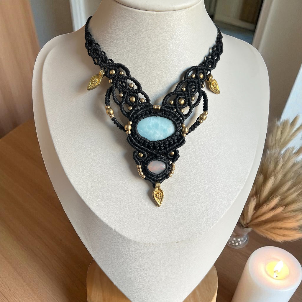 Larimar and Ethiopian Opal Necklace
