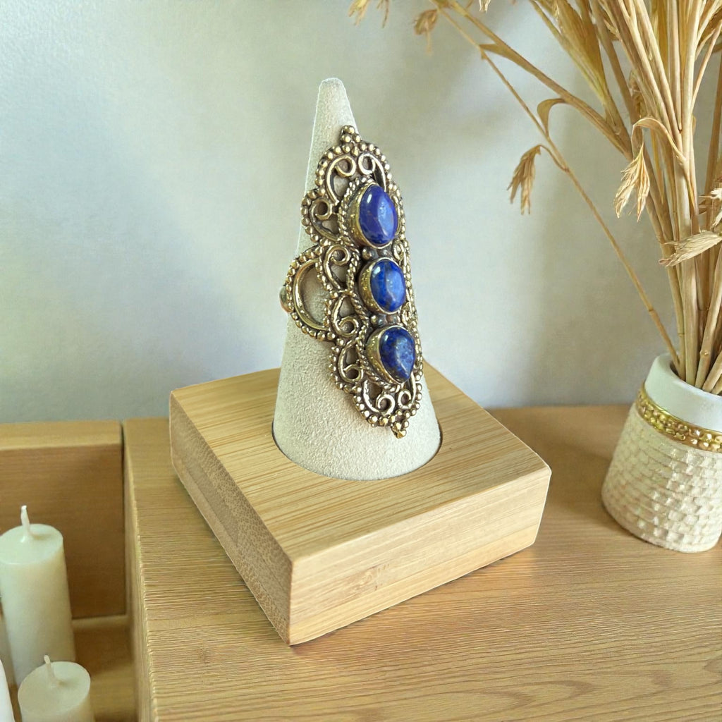 Triple Lapis Lazuli Ring – Brass