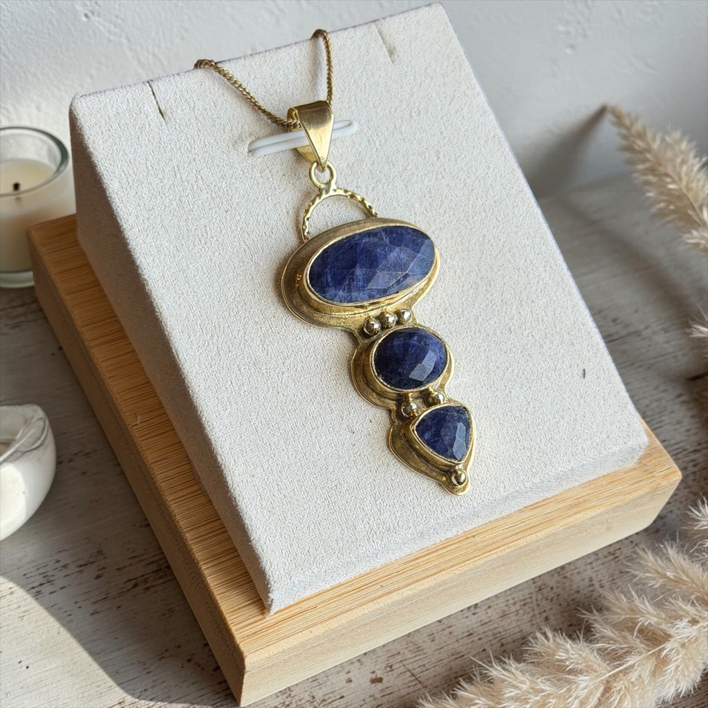 Lapis Lazuli Necklace | The Stone of Ancient Wisdom | Brass Pendant