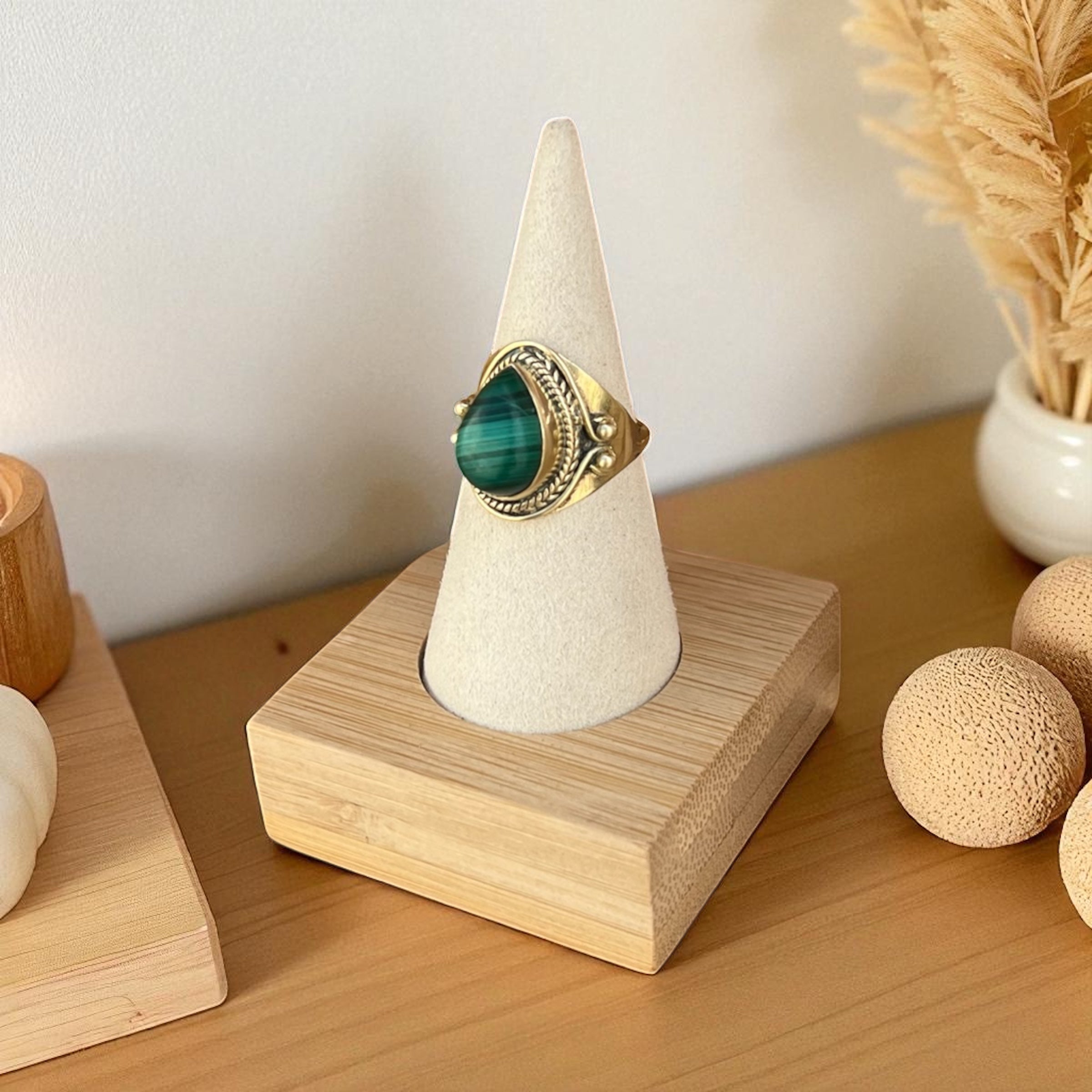 Malachite Brass Ring – Stone of Transformation & Protection