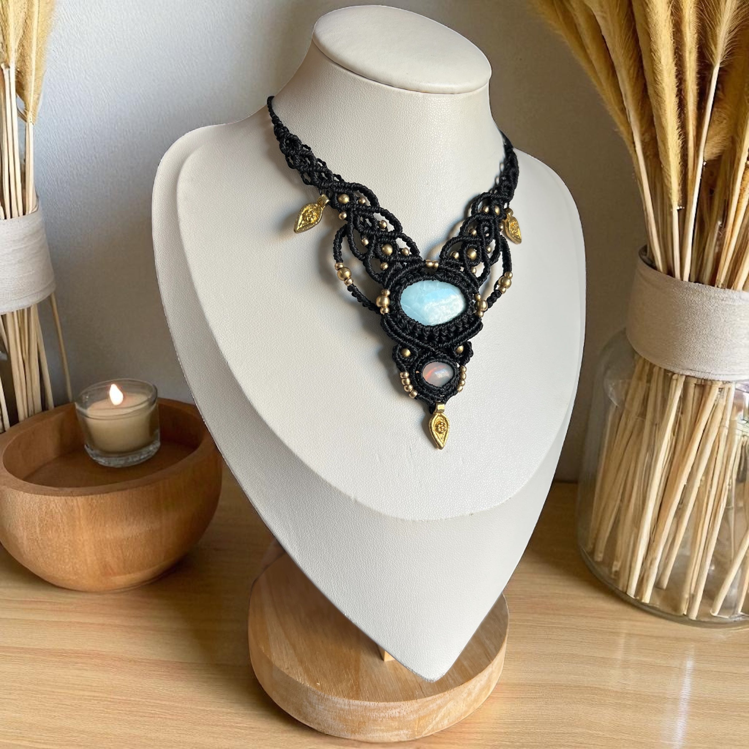 Larimar and Ethiopian Opal Necklace