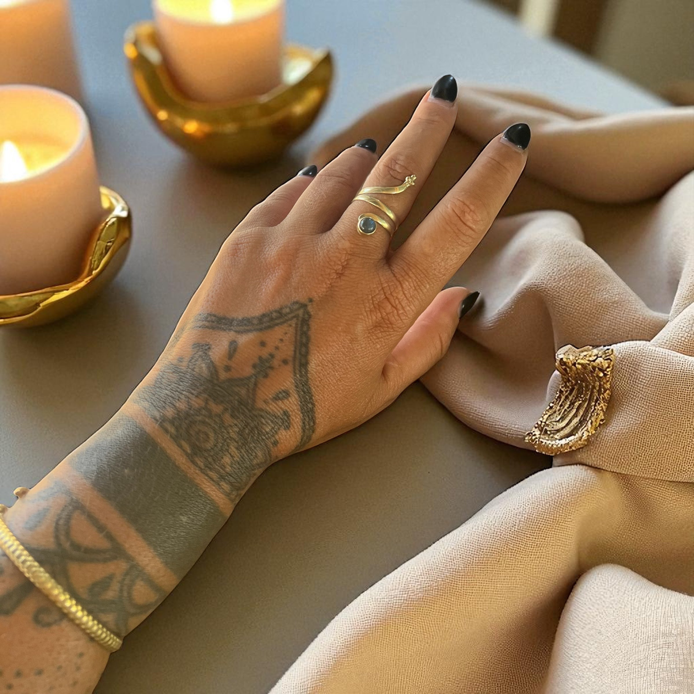 Gemstone Snake Ring – Symbol of Transformation and Protection