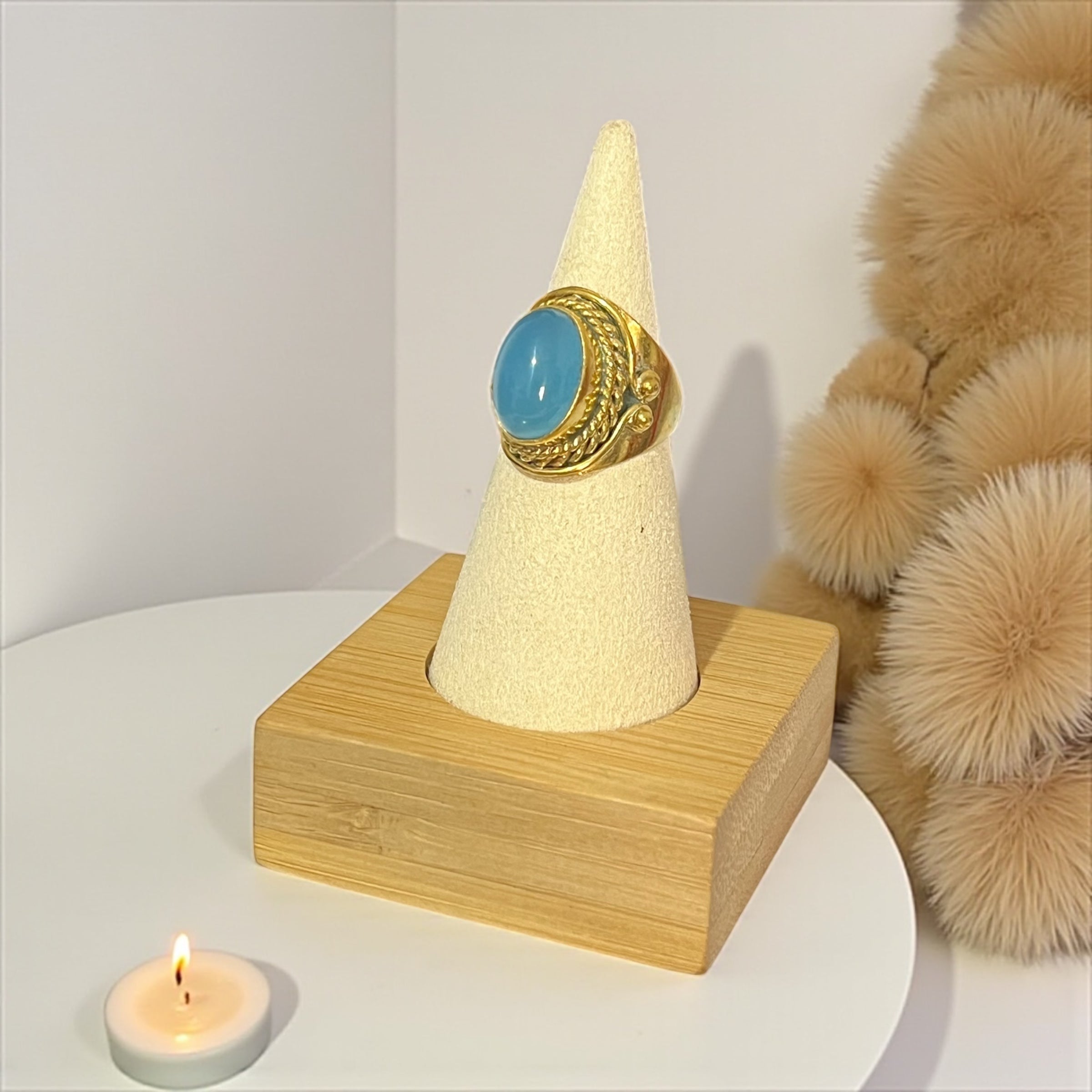 Chunky Brass Boho Ring with Gemstone