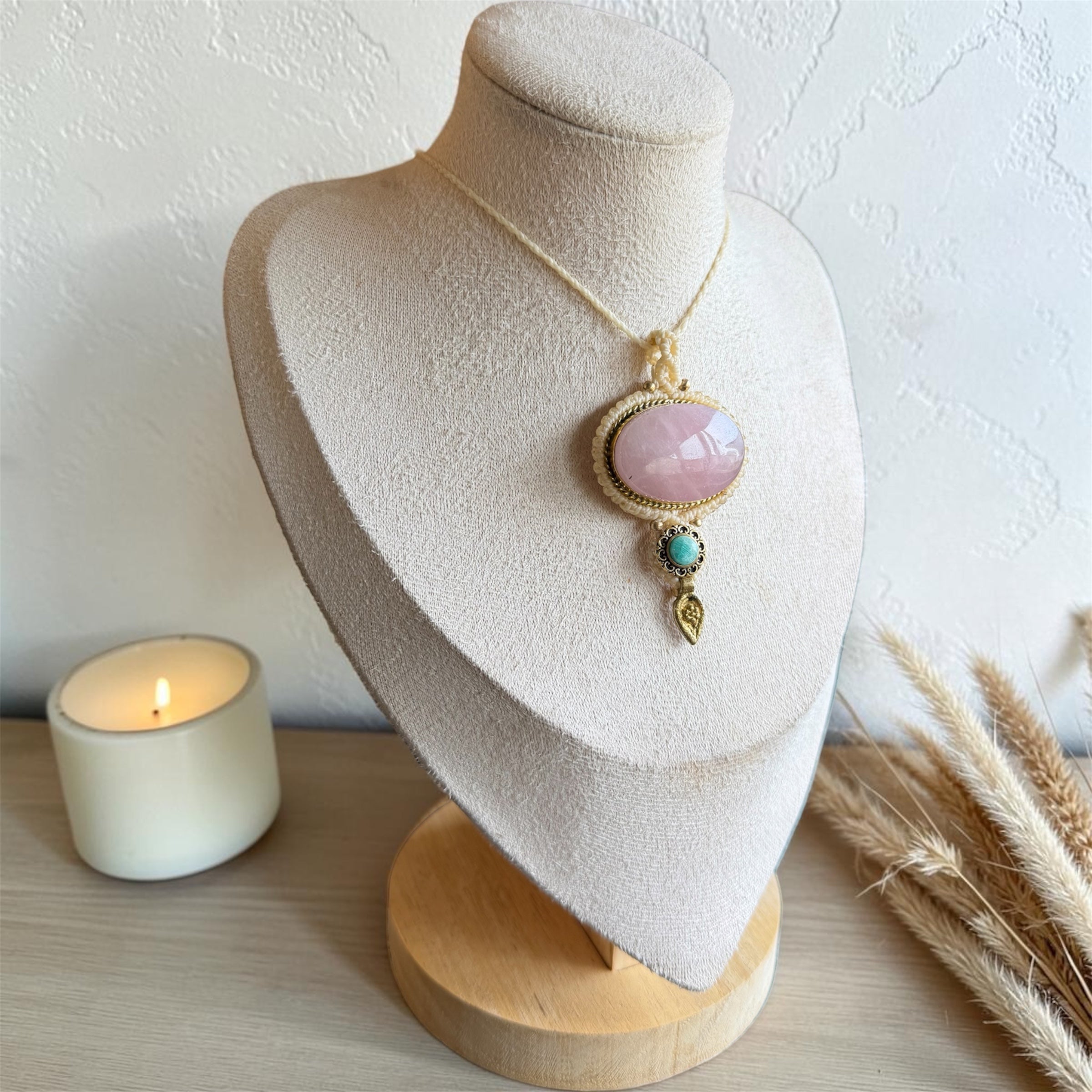 Rose Quartz & Amazonite Macramé Necklace
