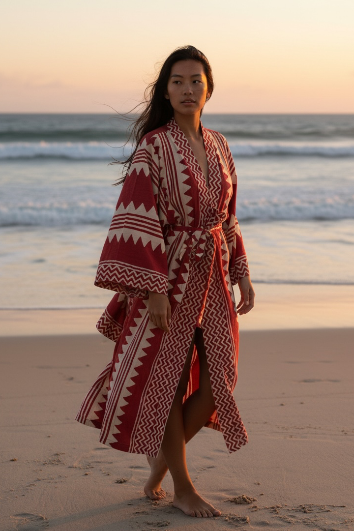 Sunset Nomad Kimono - block print