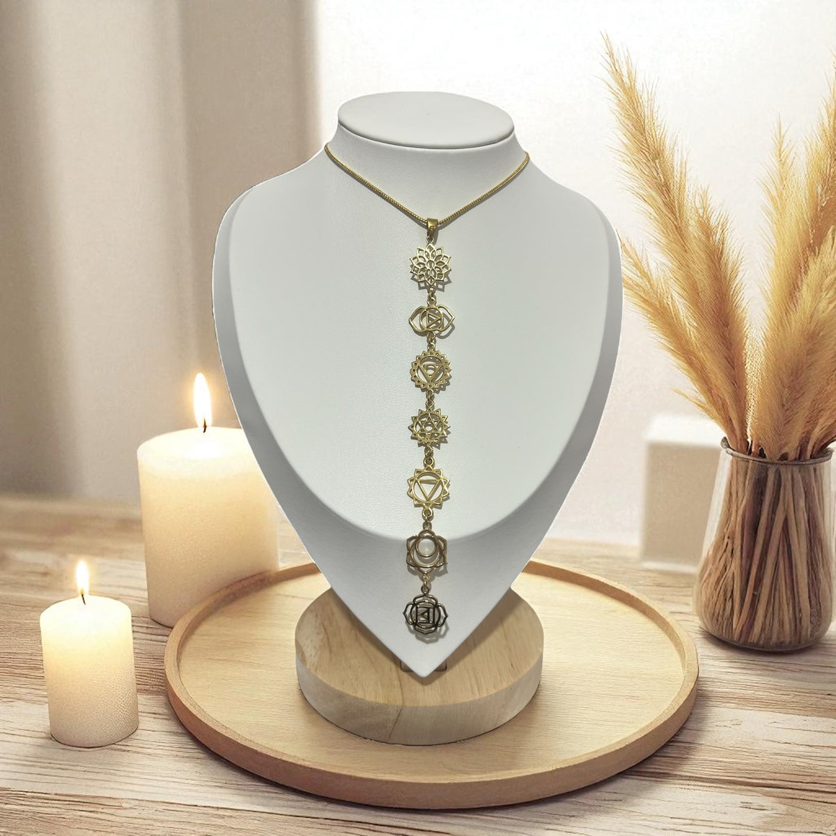 7 chakra necklace brass
