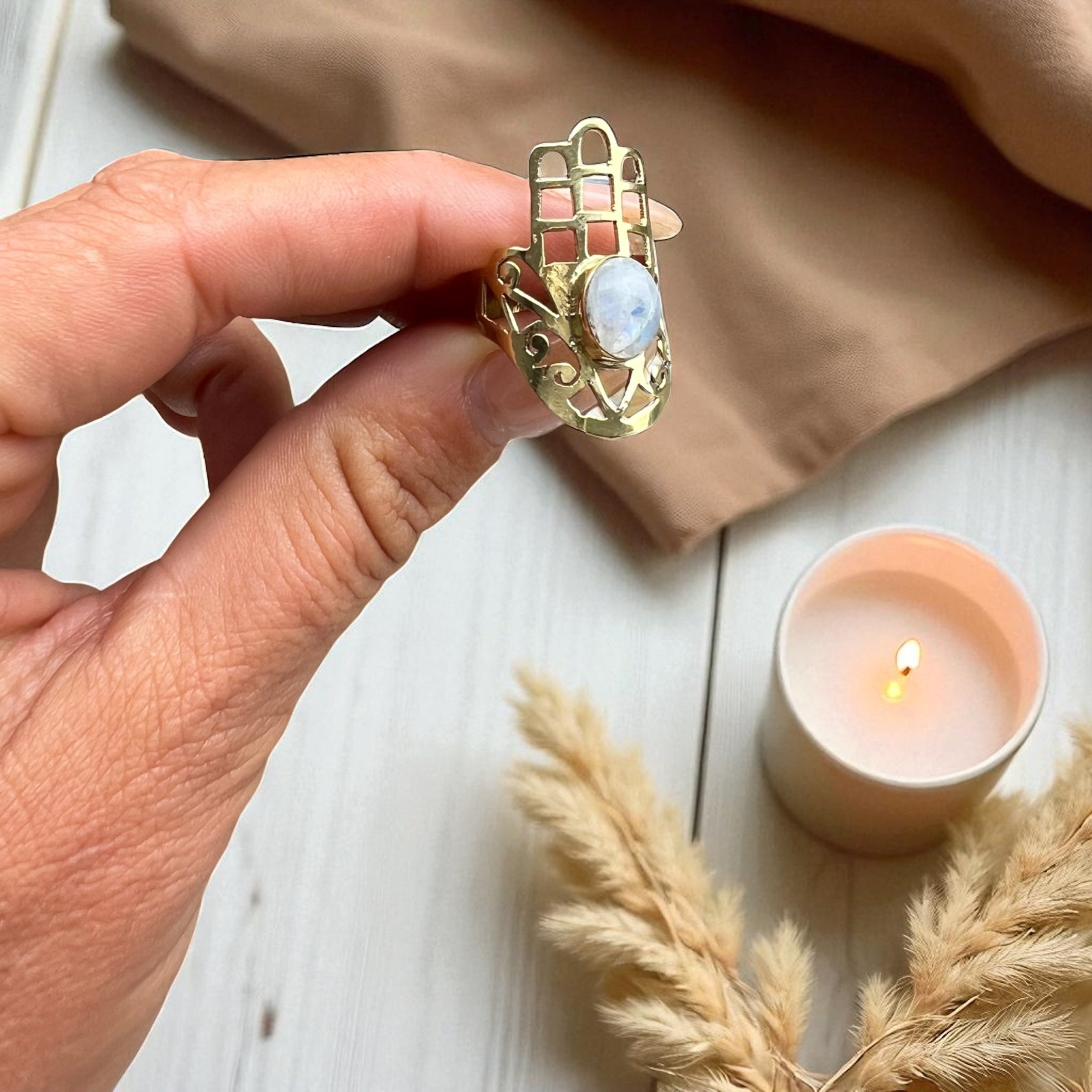 Hamsa Protection Ring - pick your favorite stone