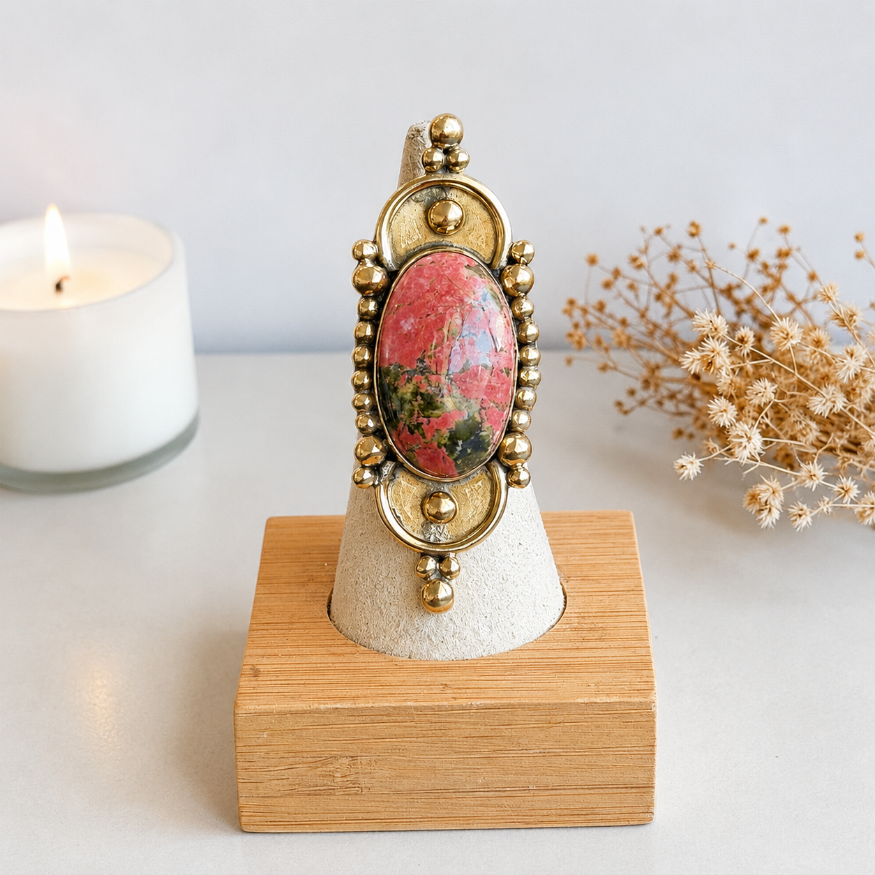 Unakite Brass Ring