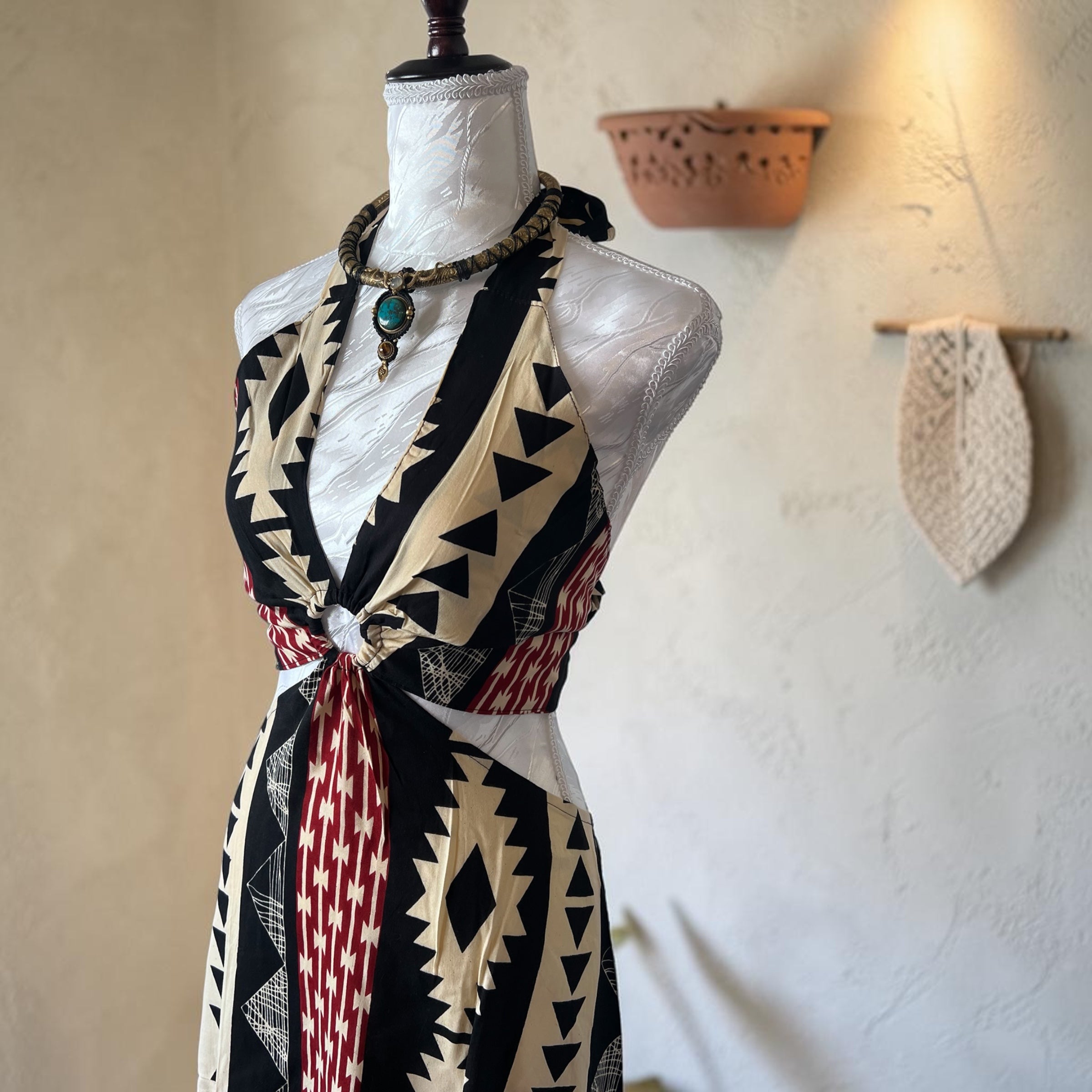 Boho Geometric Print Rayon Maxi Dress | Beach & Resort Wear
