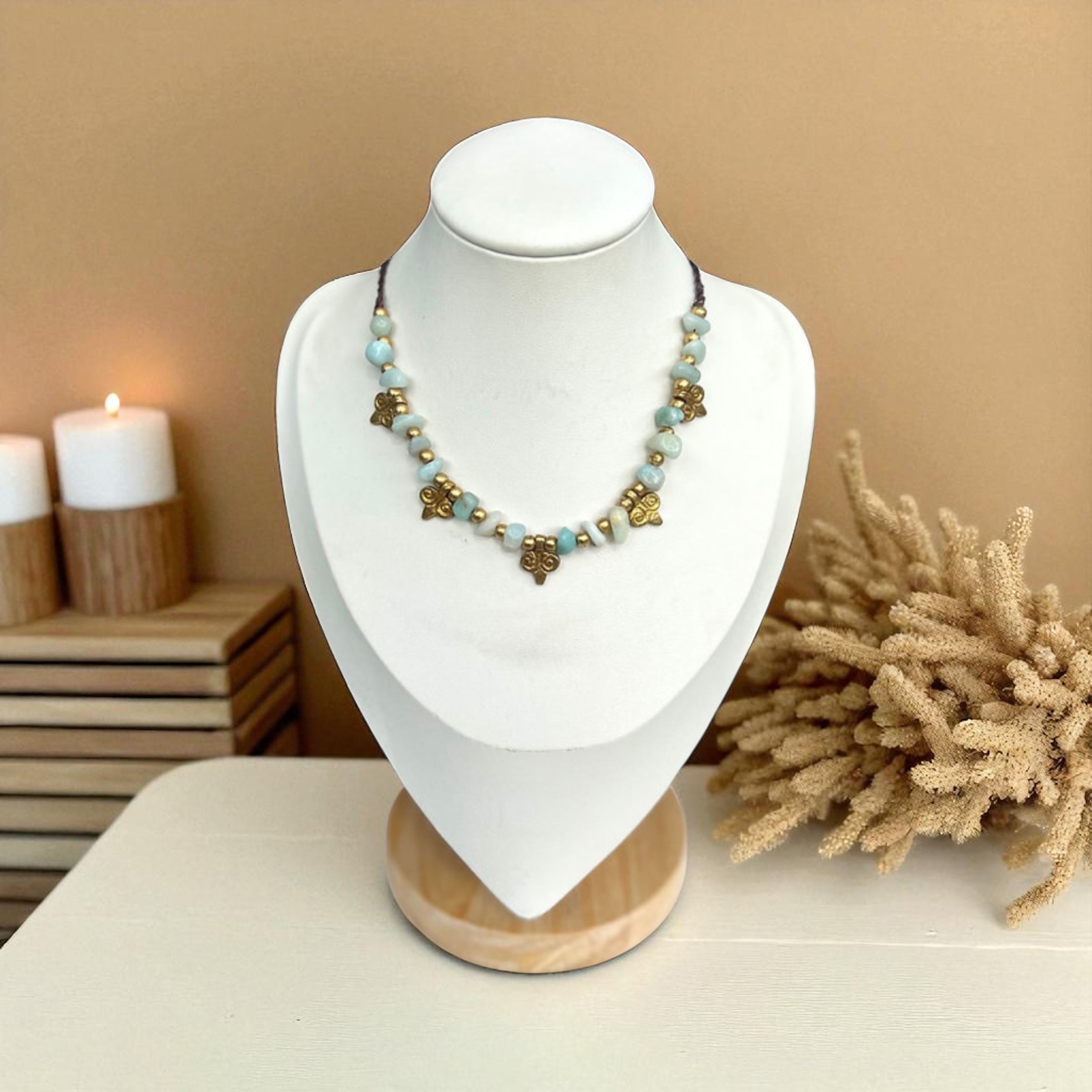 Heart of the Earth – Amazonite & Brass Necklace