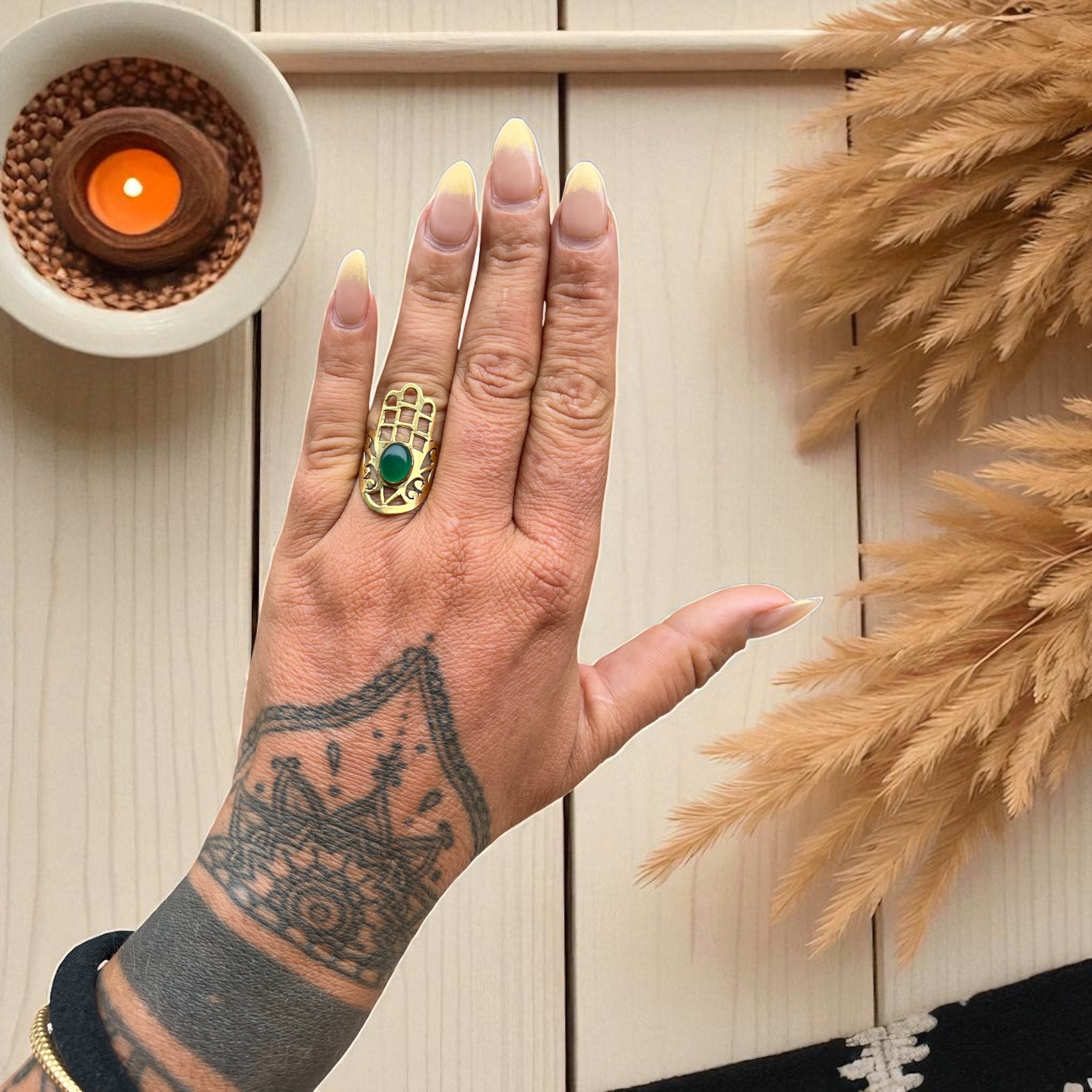 Hamsa Protection Ring - pick your favorite stone