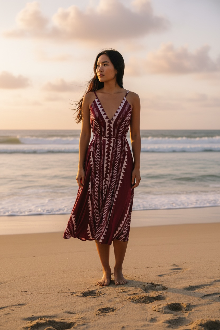 Sunset Nomad dress - block print