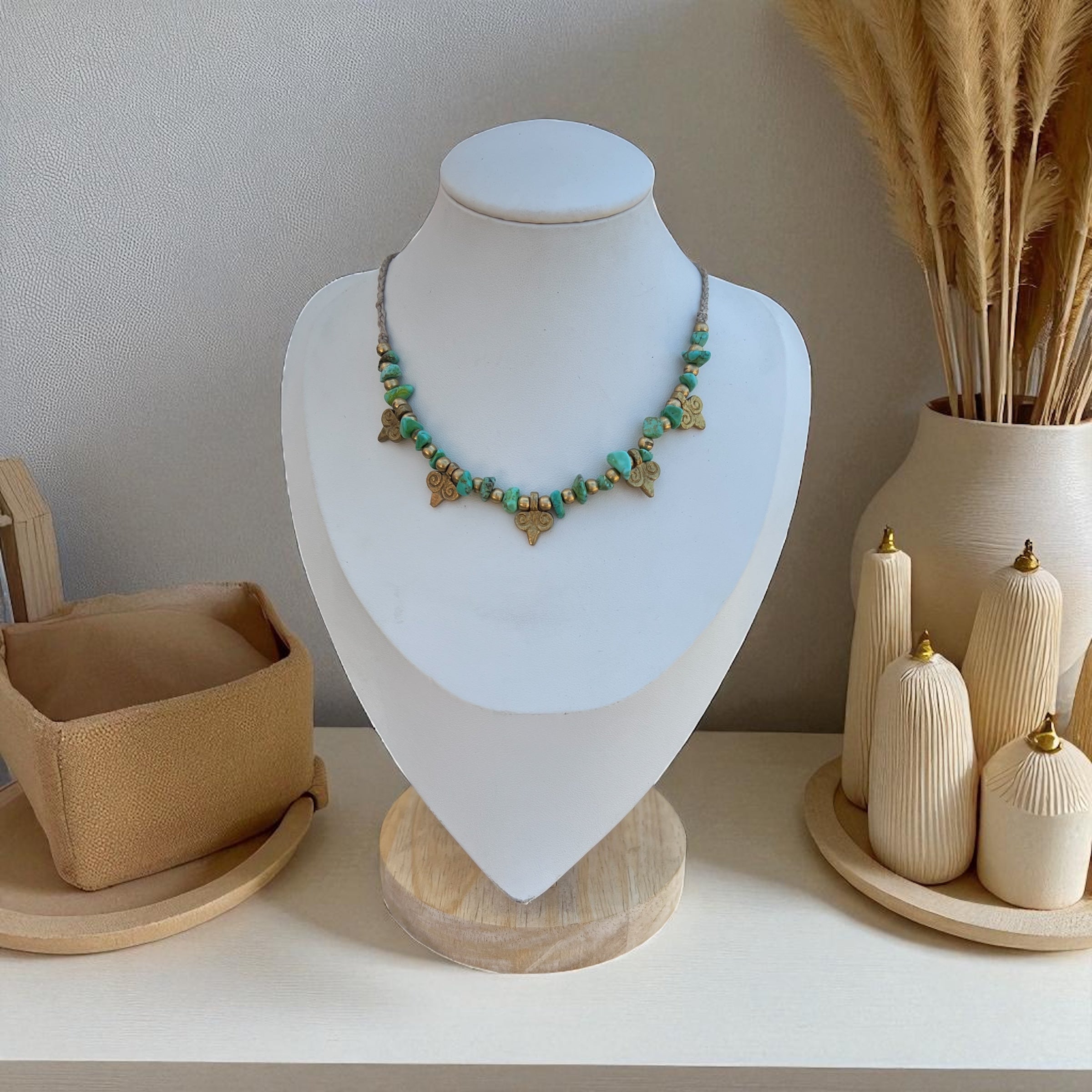 Nomadic Spirit Turquoise & Brass Pendant Necklace