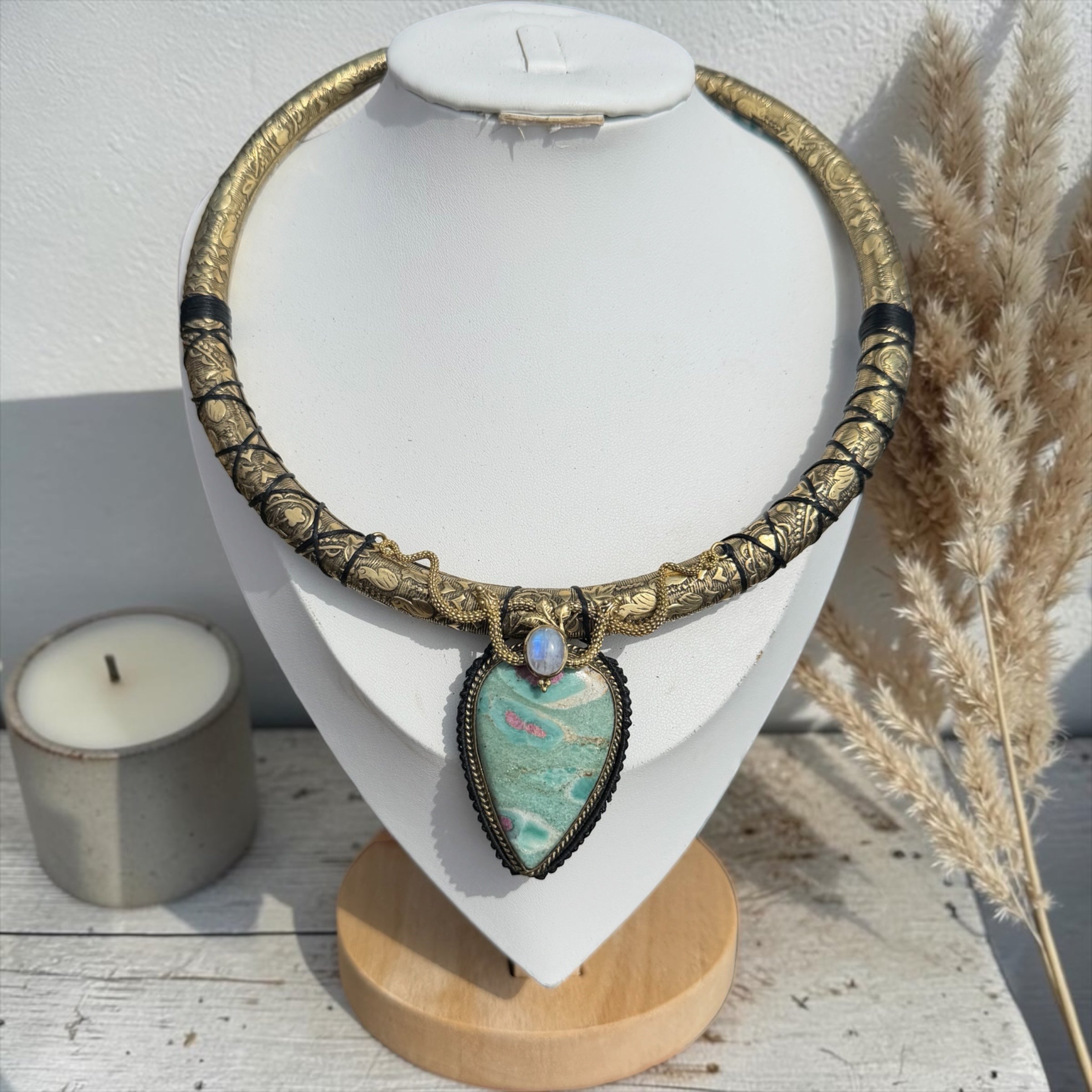 Serpent of Awakening | Ruby in Fuchsite & Moonstone Sacred Choker