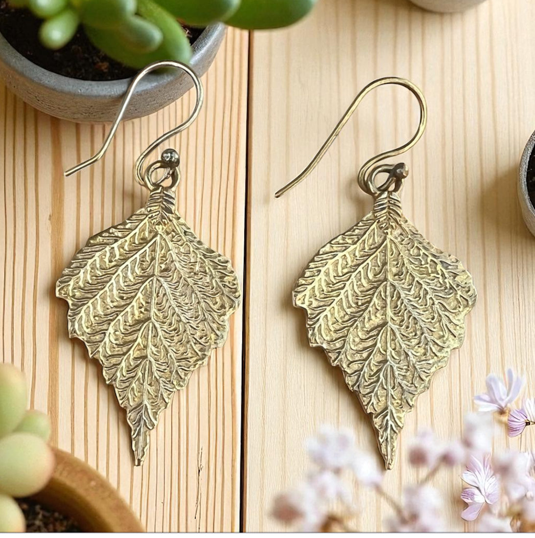 Golden leaf earrings
