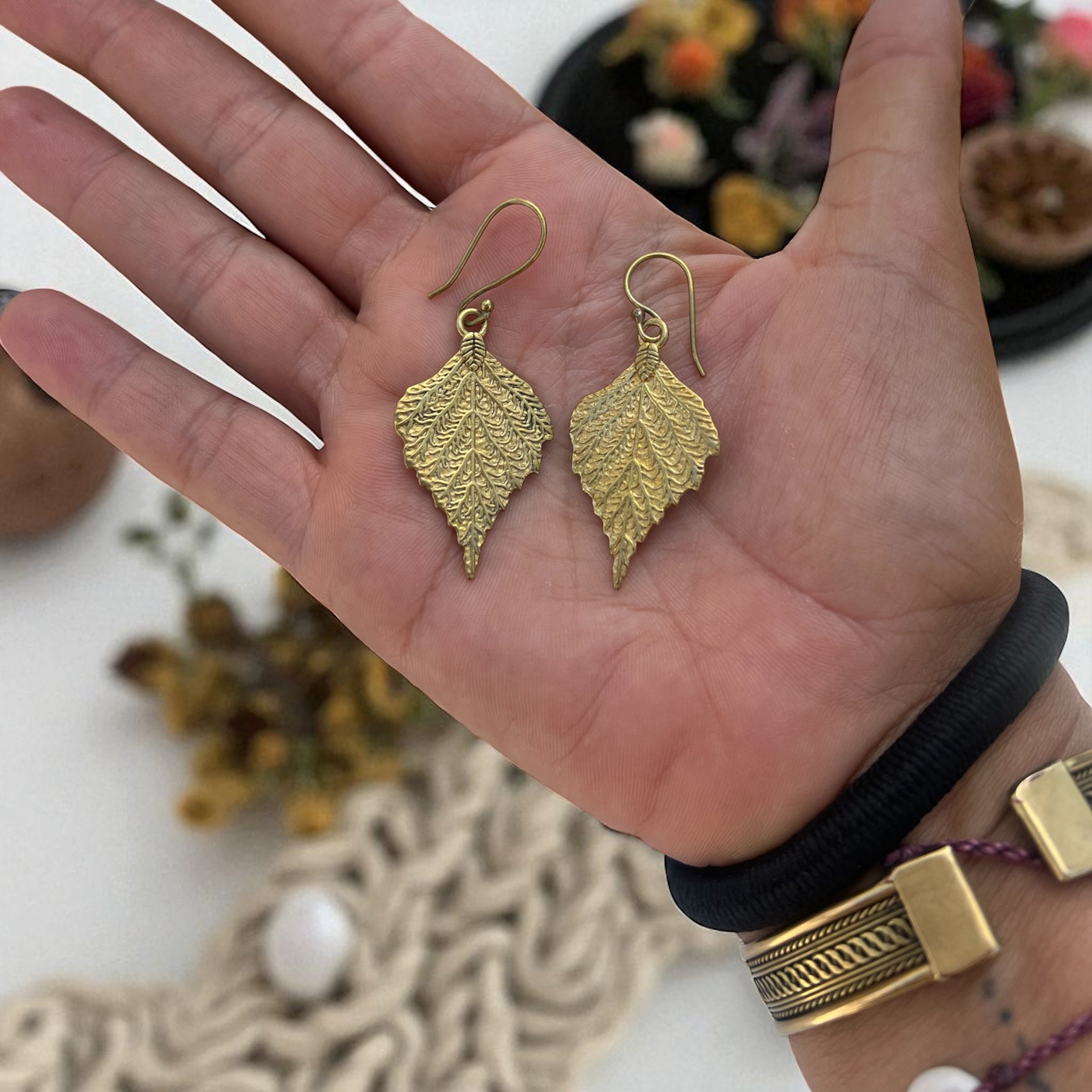 Golden leaf earrings