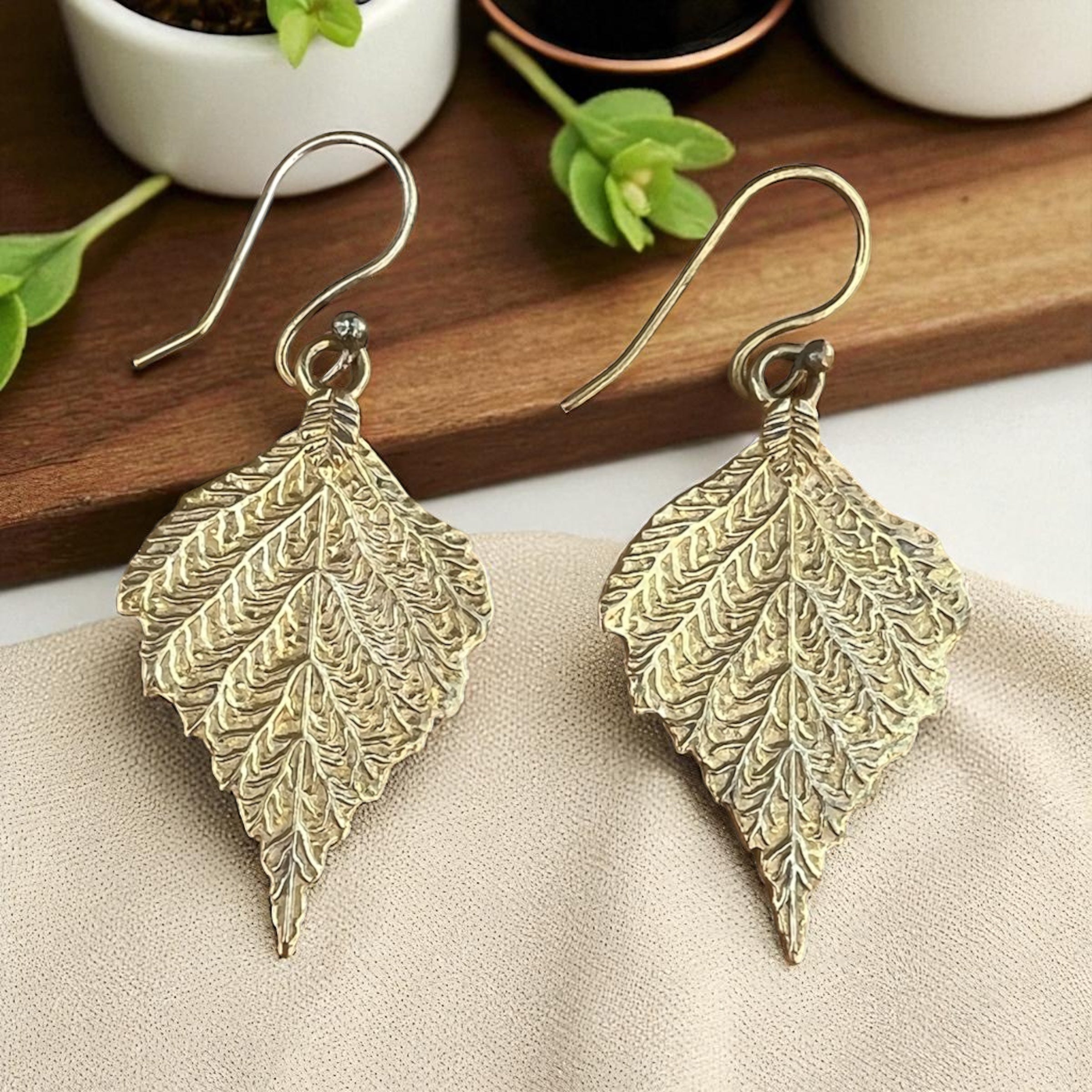 Golden leaf earrings