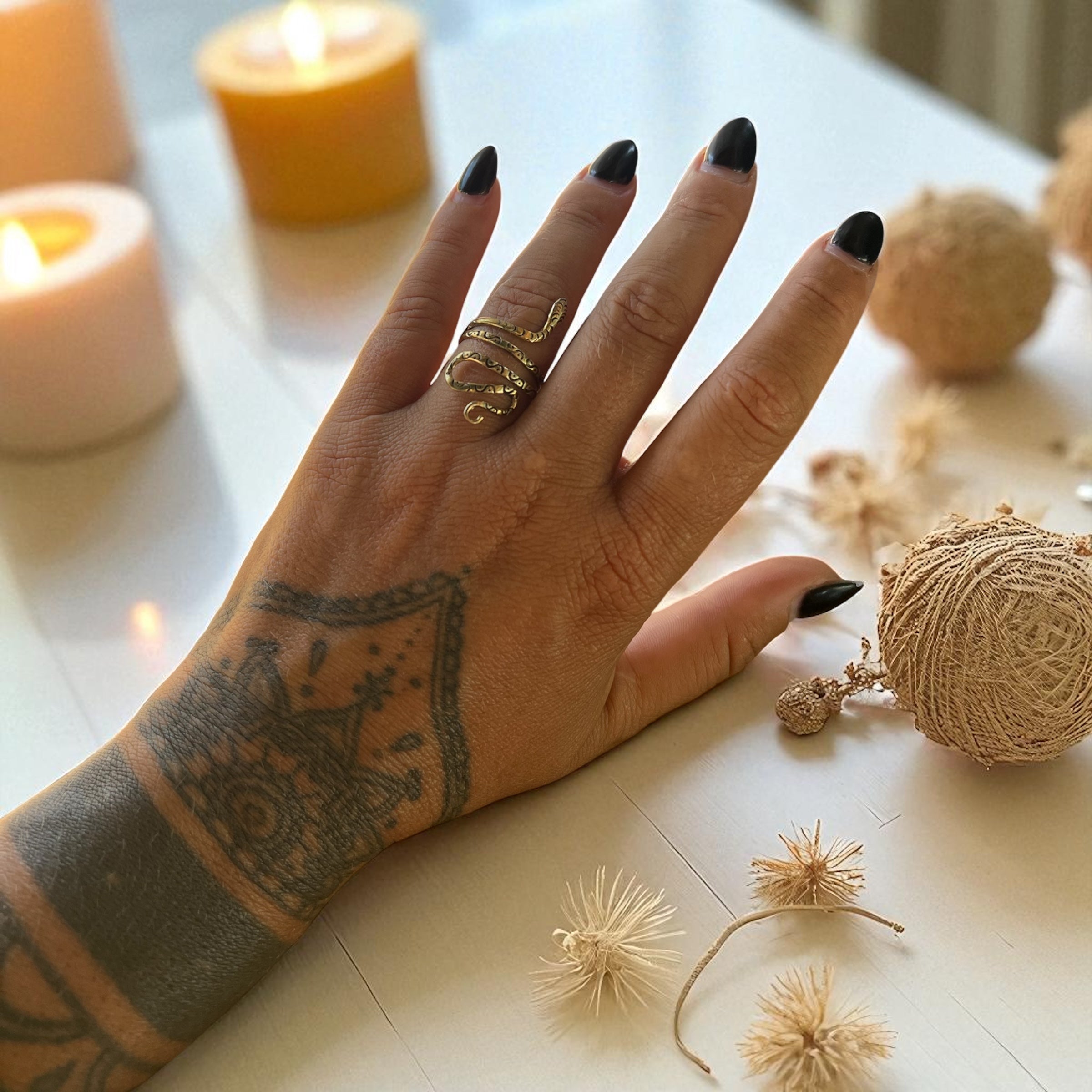 Brass Snake Ring – Symbol of Transformation and Protection