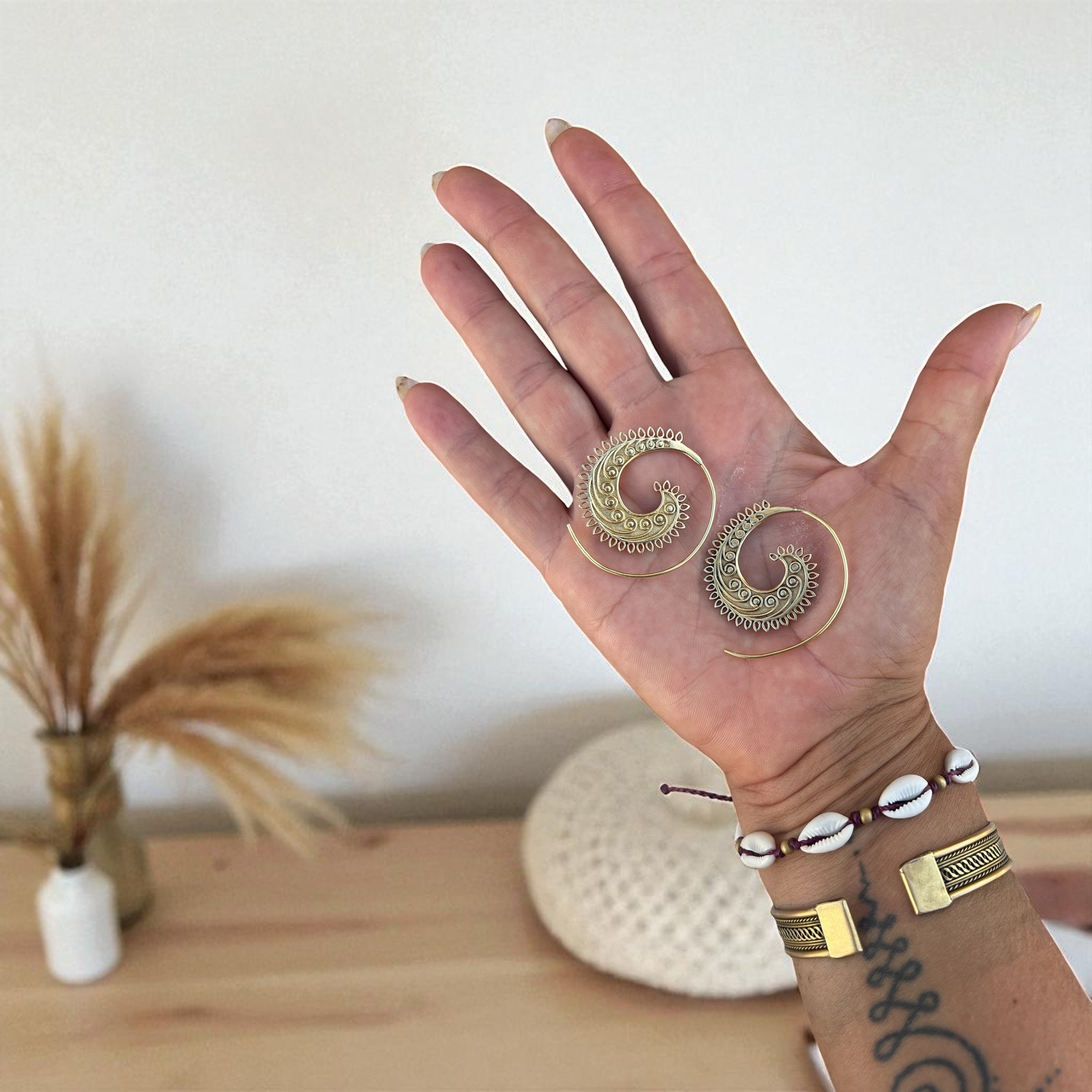Spiral Brass Earrings – Flow of Energy & Transformation