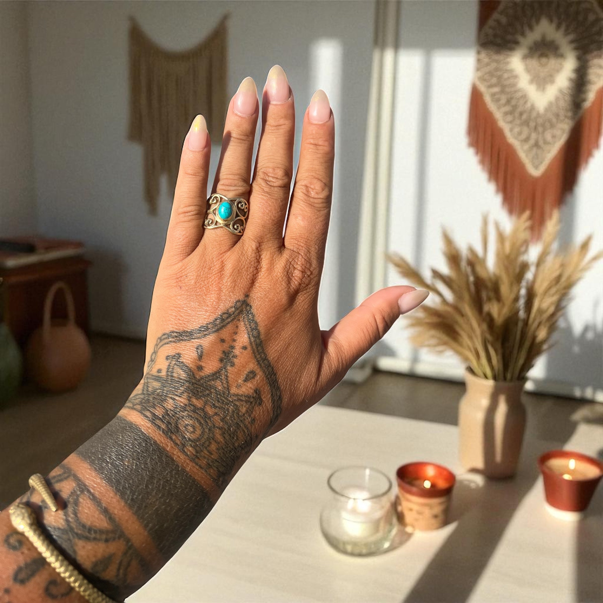 Boho Brass Ring – Available in Different Gemstones