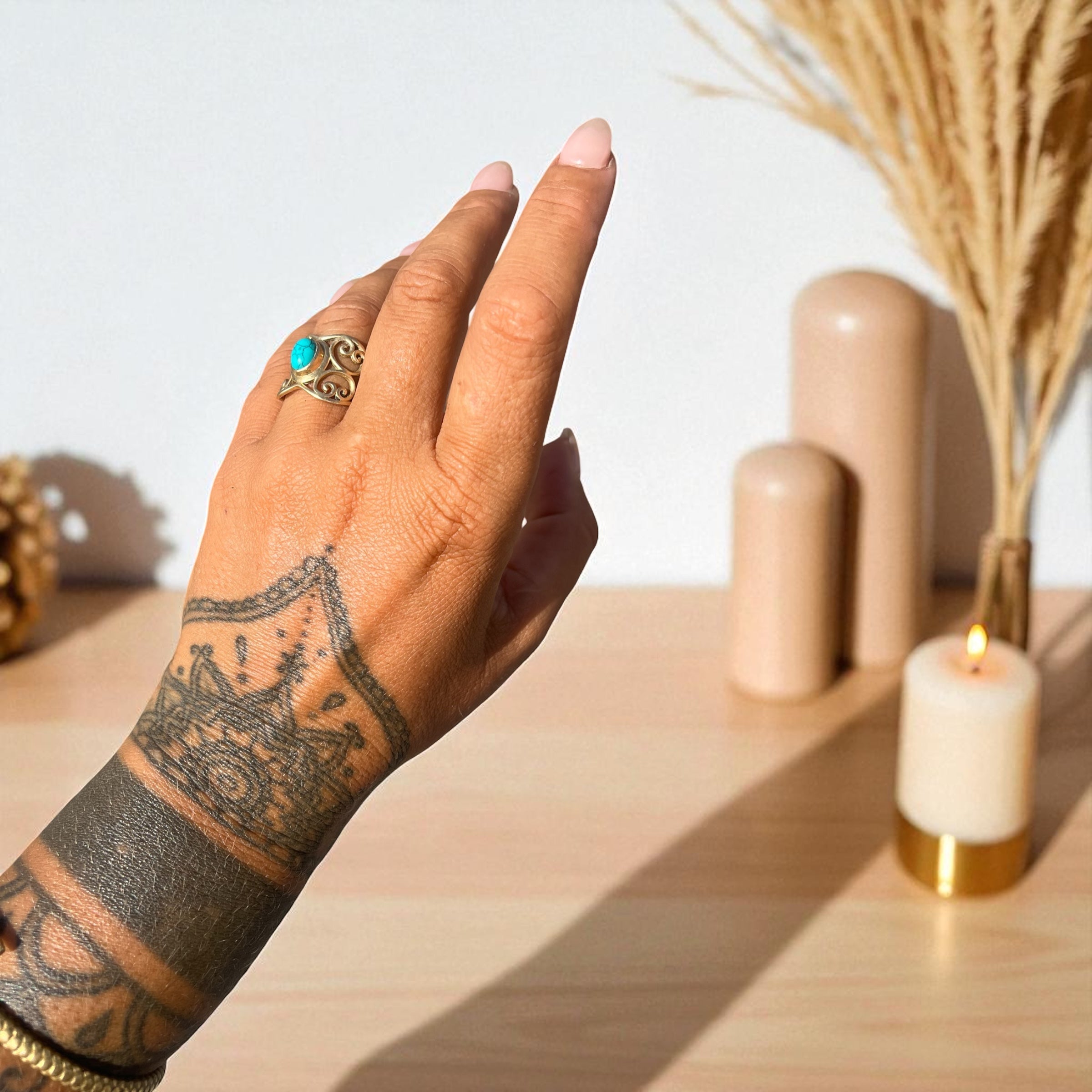 Boho Brass Ring – Available in Different Gemstones
