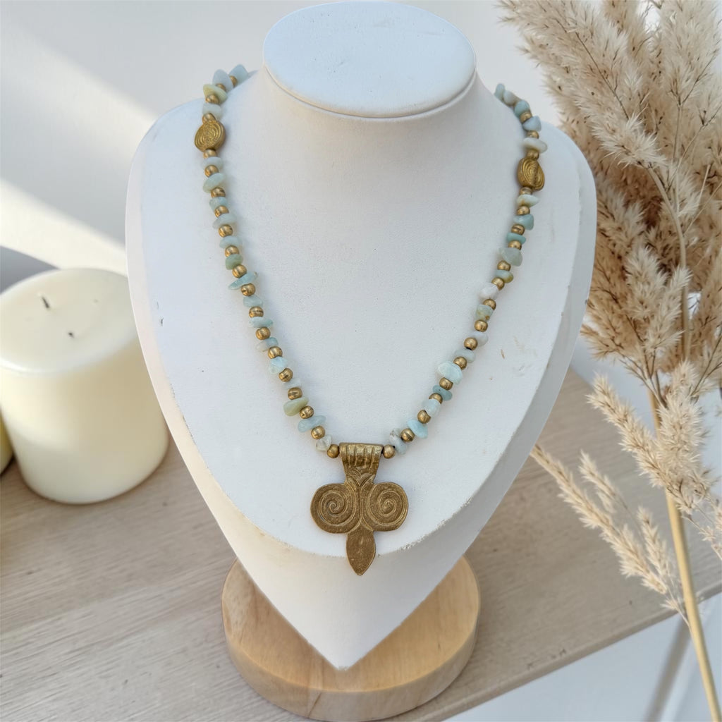 Amazonite Healing Necklace, Boho Crystal Jewelry
