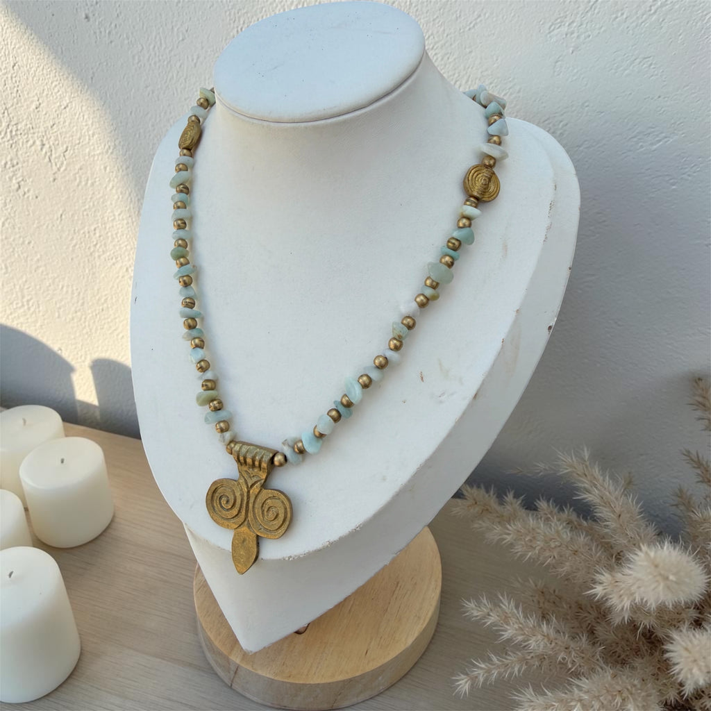 Amazonite Healing Necklace, Boho Crystal Jewelry