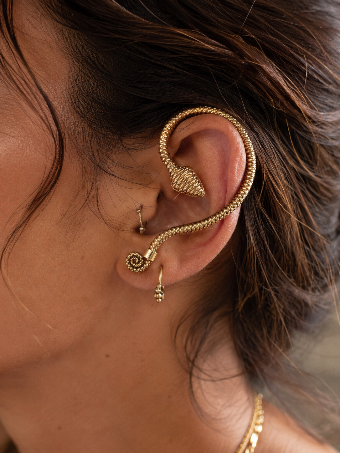 Snake Ear Cuff | Nickel-Free Brass Boho Serpent Earring