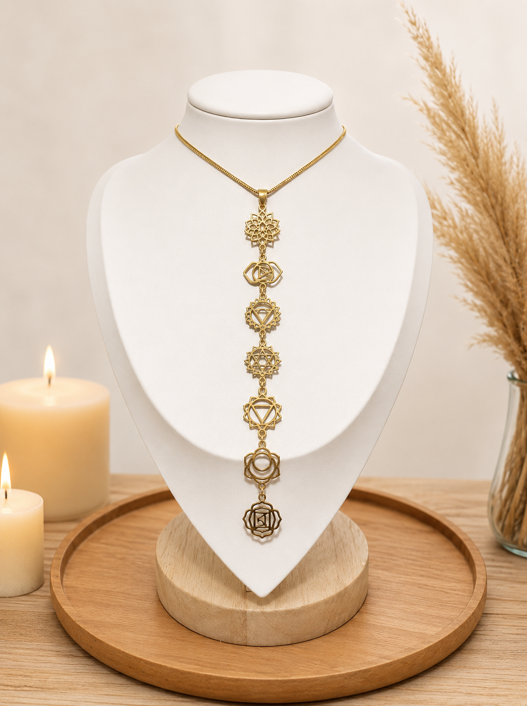 7 chakra necklace brass