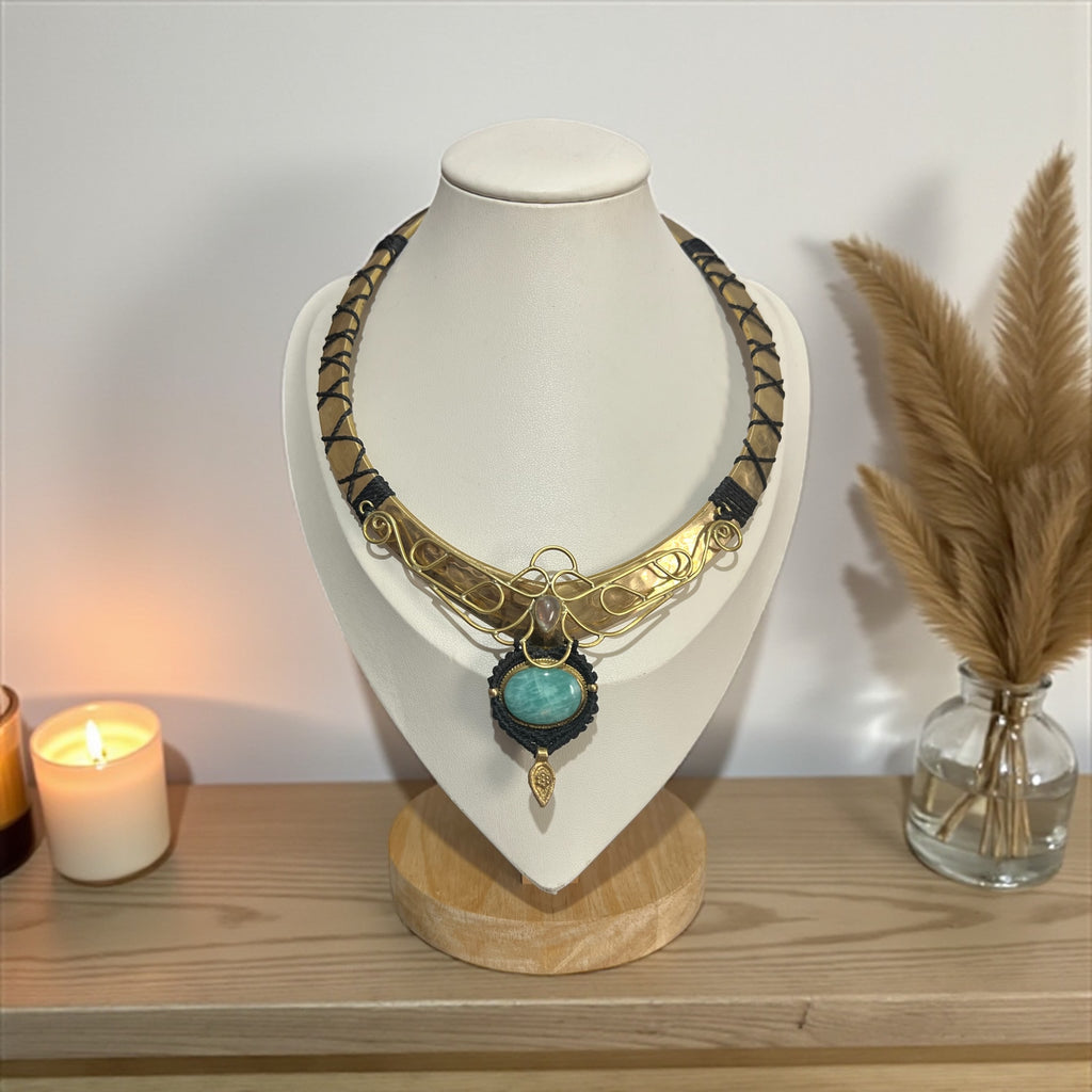 Amazonite and Labradorite statement piece
