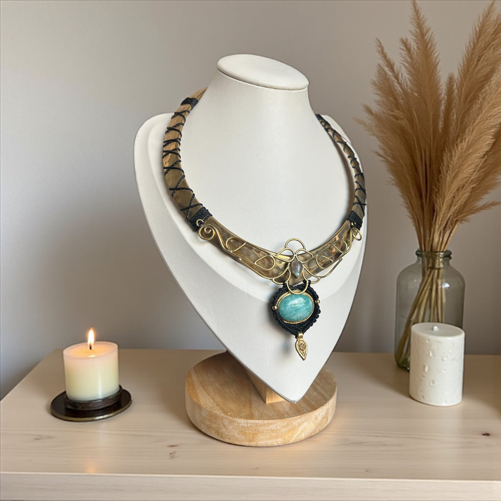 Amazonite and Labradorite statement piece