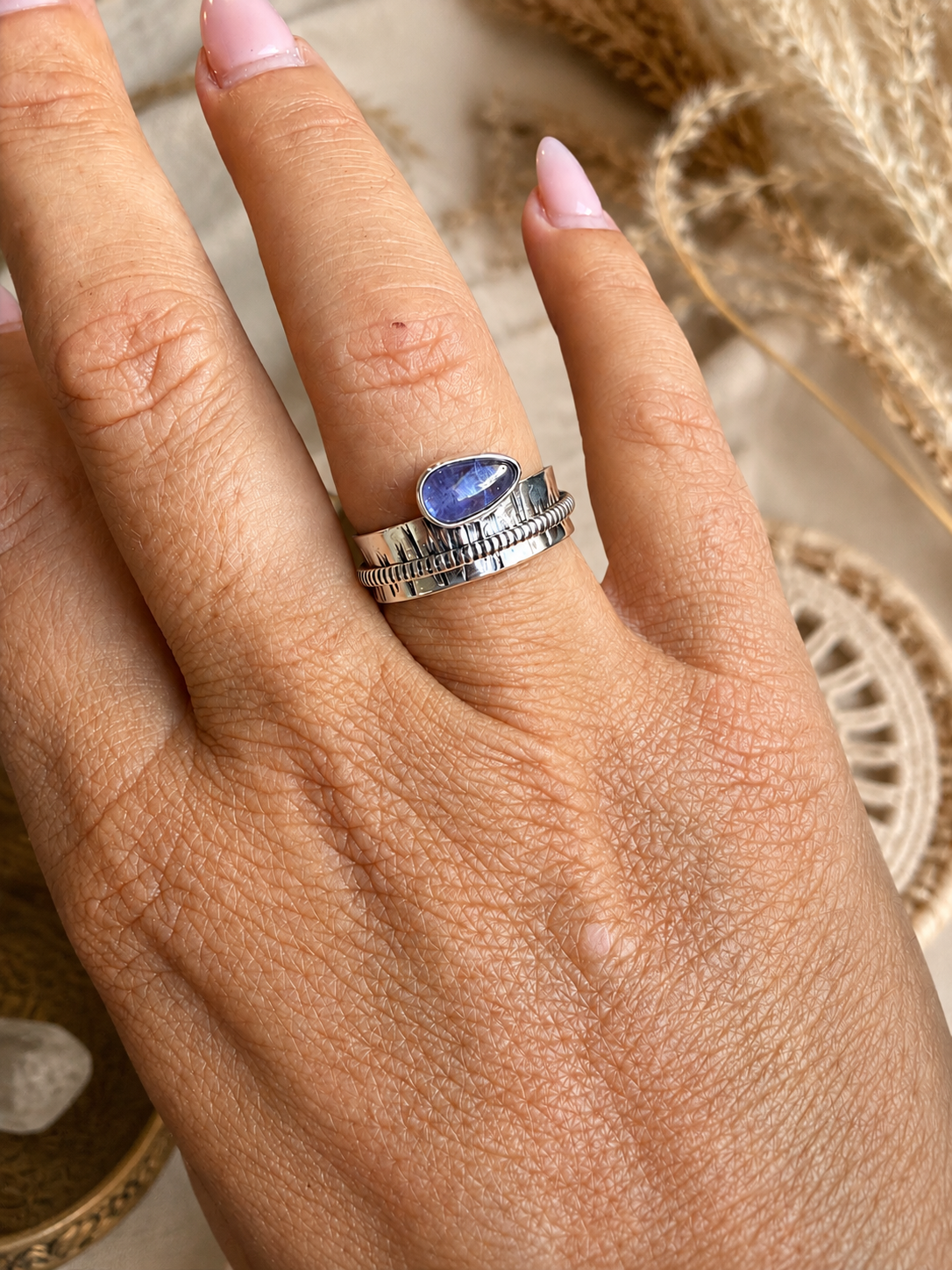 Tanzanite Spinner Ring Sterling Silver 925