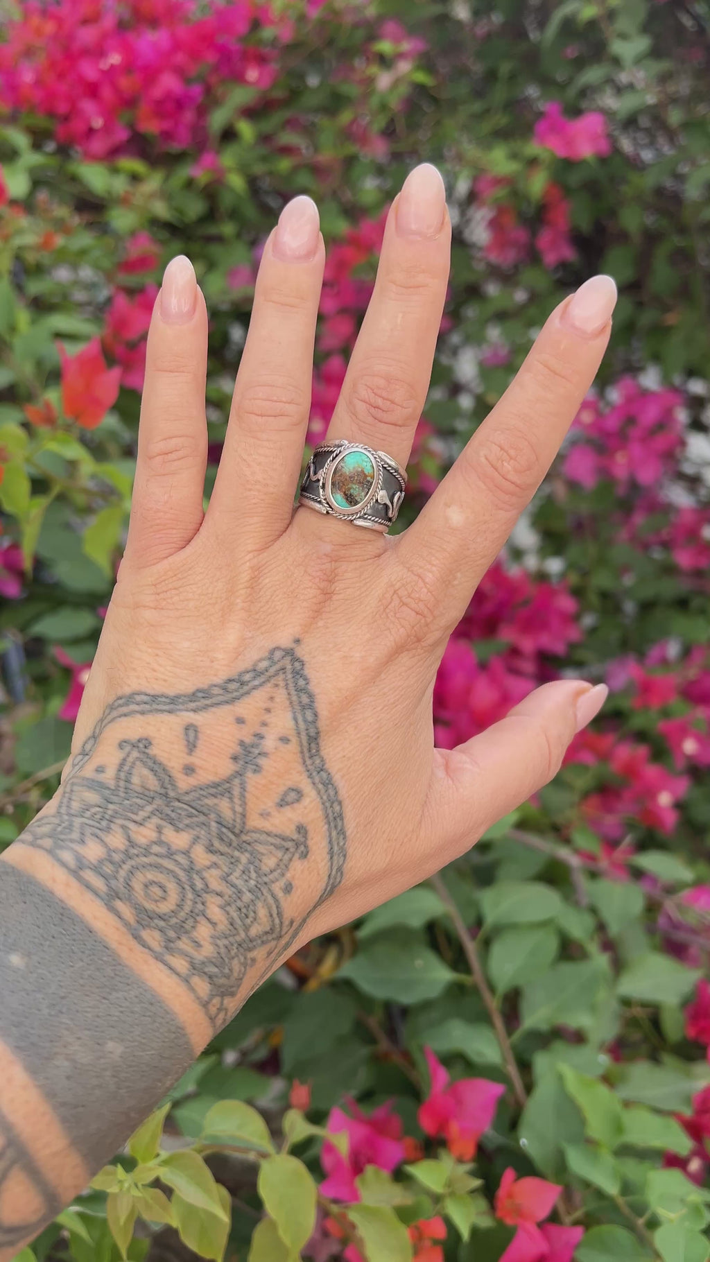 Turquoise and snake ring unisex